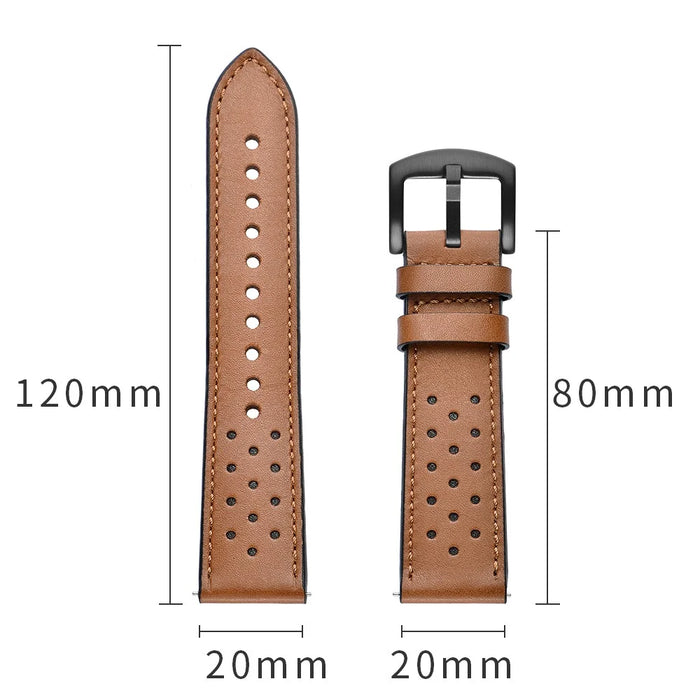 20mm Genuine Leather with Holes Watch Band for Amazfit Bip GTS - Brown - 6