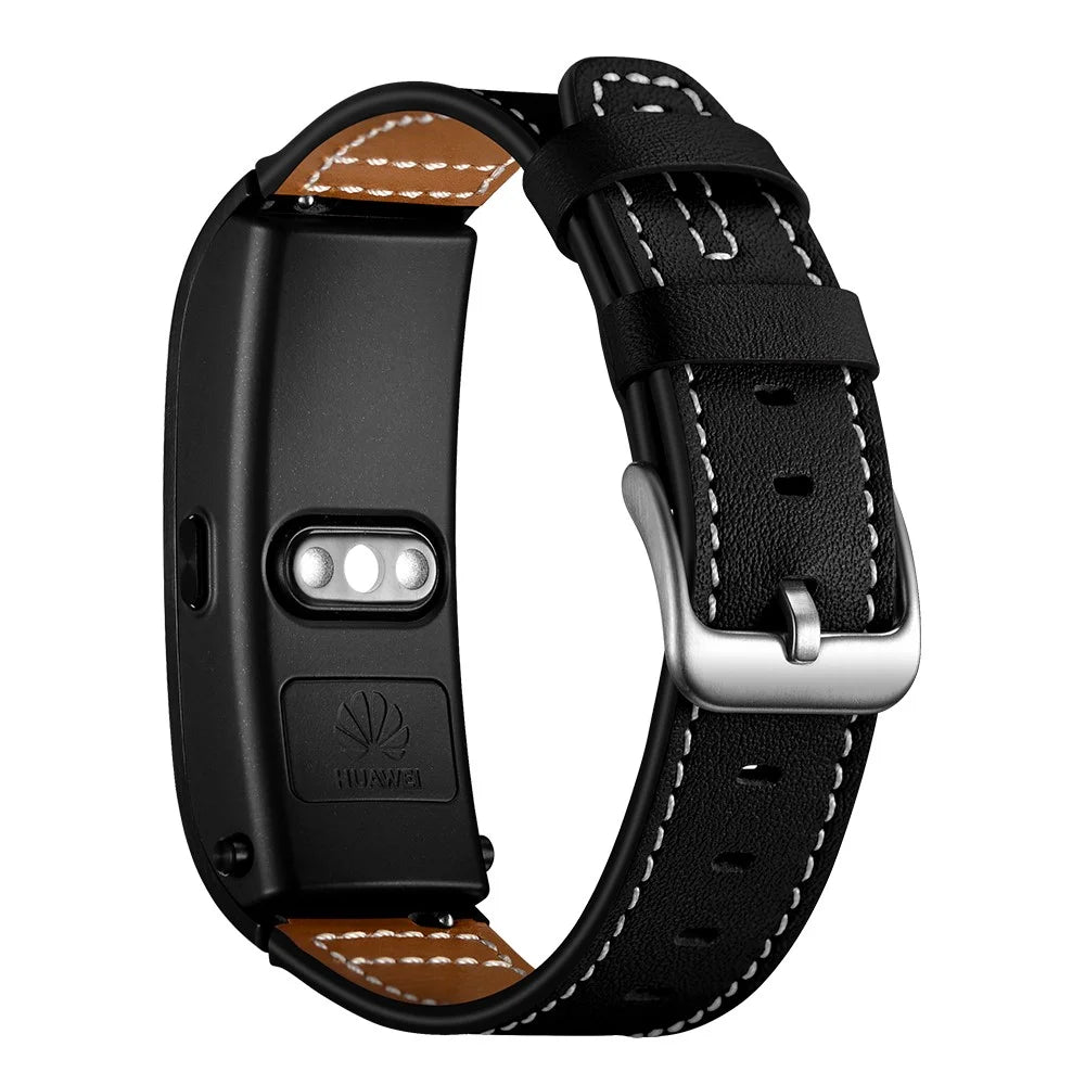 18mm Genuine Leather U Shape Head Watch Band for Huawei TalkBand B5/B3 Active/B2 Active - Black - 2
