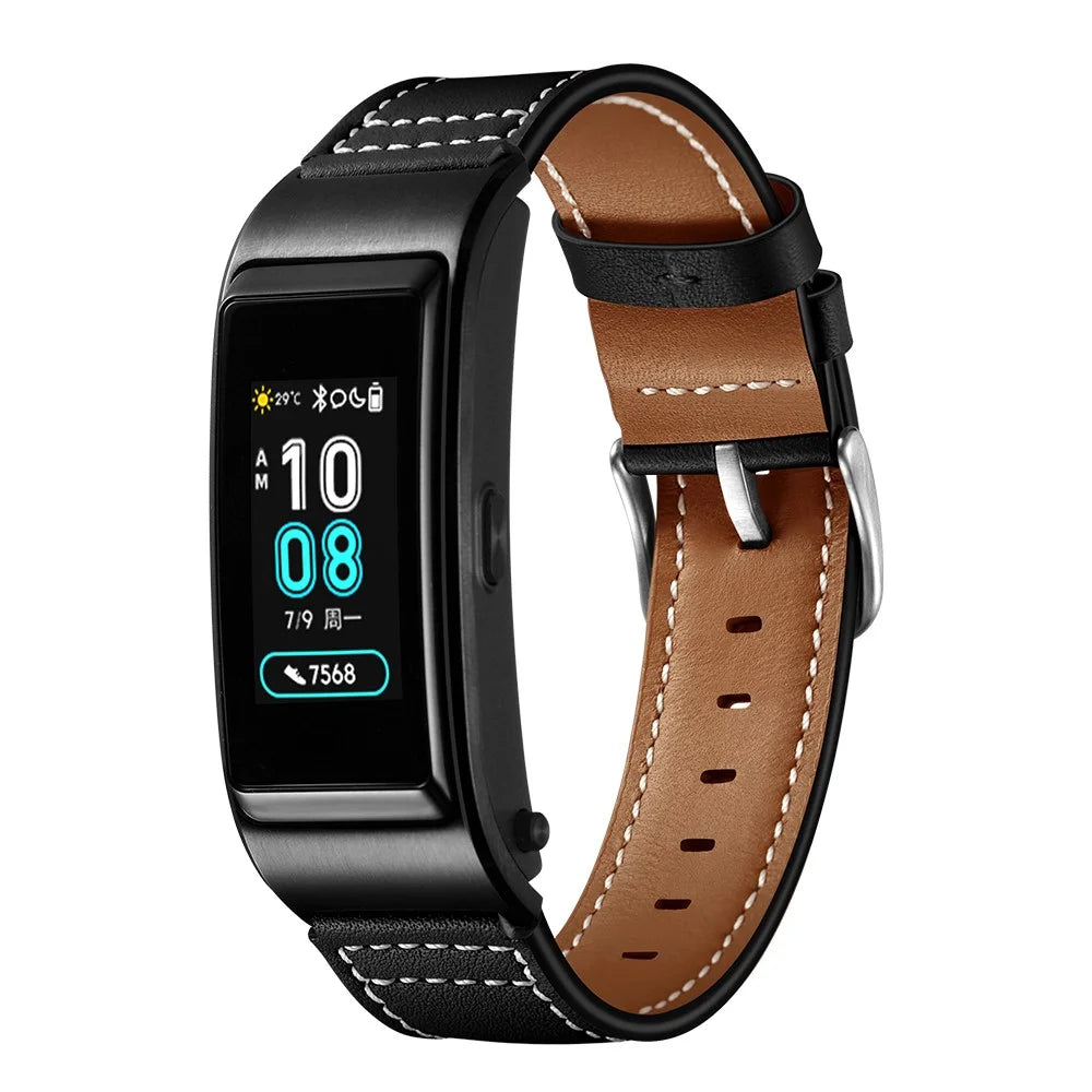 18mm Genuine Leather U Shape Head Watch Band for Huawei TalkBand B5/B3 Active/B2 Active - Black - 3