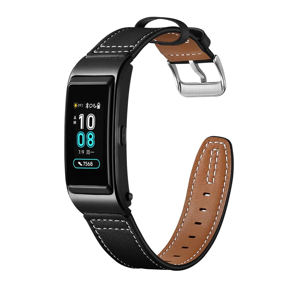 18mm Genuine Leather U Shape Head Watch Band for Huawei TalkBand B5/B3 Active/B2 Active - Black - 4
