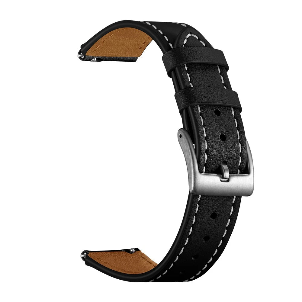 Smart Watch Band for Huawei Talkband B5 / B3 Active / B2 Active Genuine Cow Leather 18mm Pointed Head Strap - Black - 1