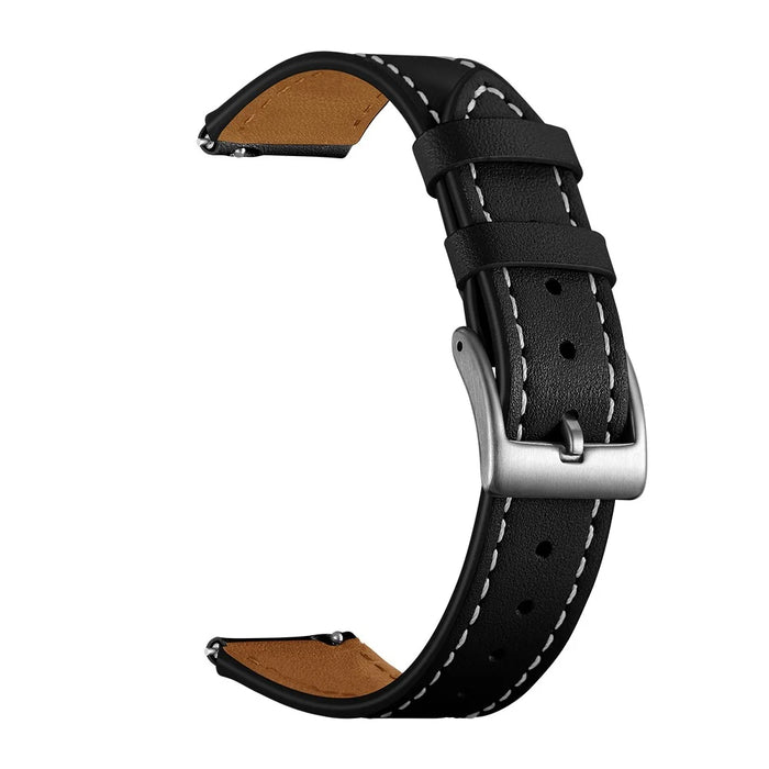 Smart Watch Band for Huawei Talkband B5 / B3 Active / B2 Active Genuine Cow Leather 18mm Pointed Head Strap - Black - 1