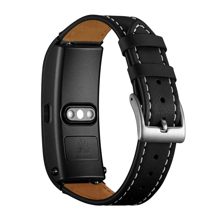 Smart Watch Band for Huawei Talkband B5 / B3 Active / B2 Active Genuine Cow Leather 18mm Pointed Head Strap - Black - 4