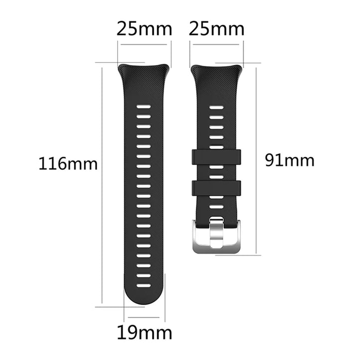 Silicone Watch Strap Replacement for Garmin Swim 2 / Forerunner 45 / 45S - Black - 6