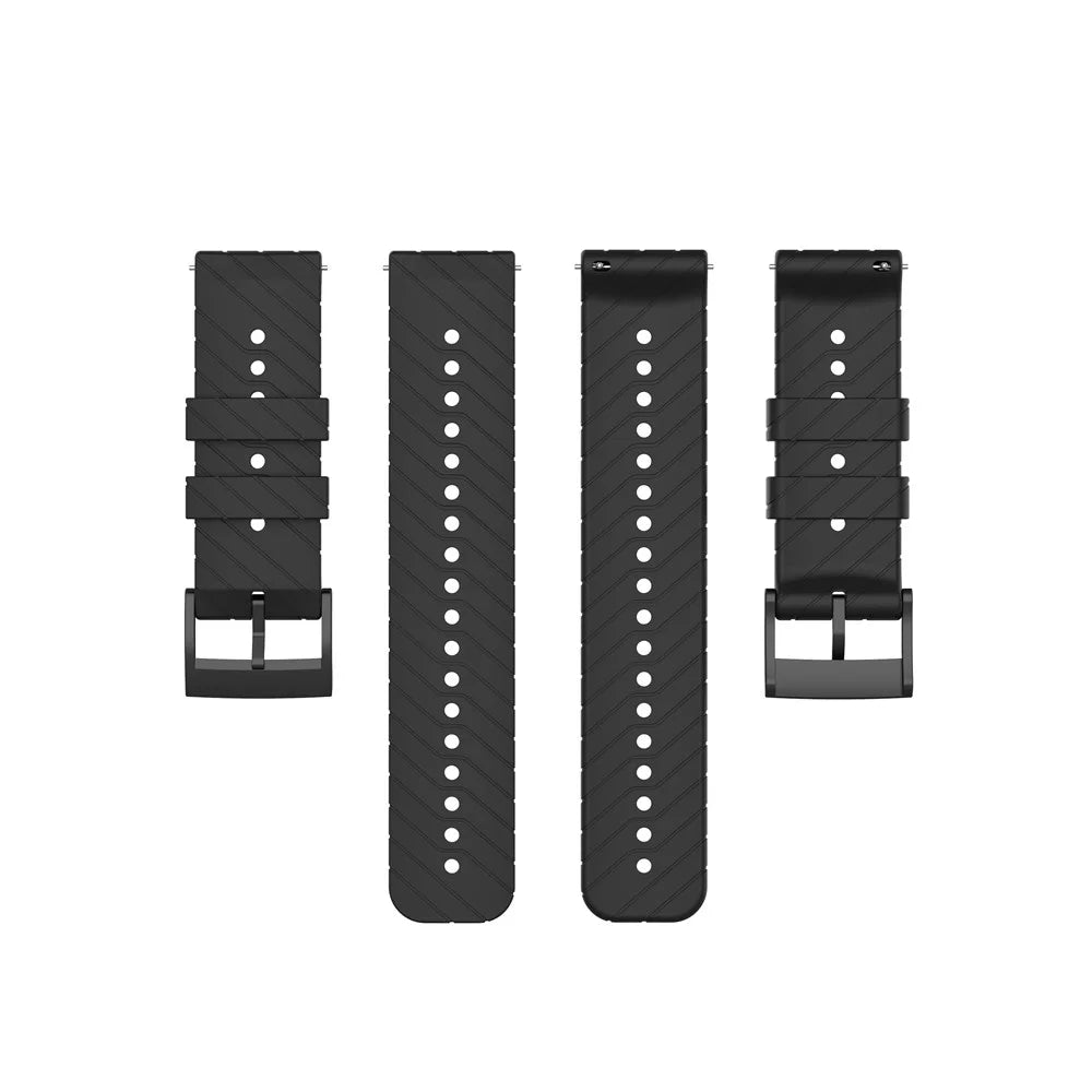 24mm Silicone Smart Watch Band for Suunto 9, Adjustable Wrist Strap Replacement - Black - 4