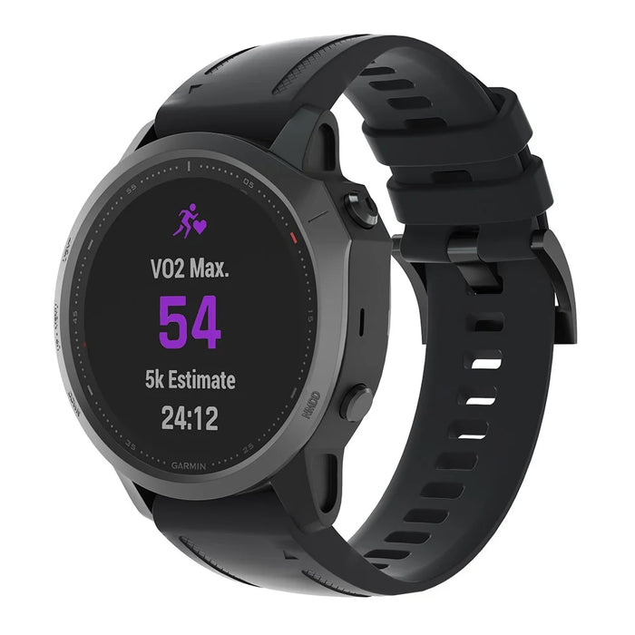 Silicone Smart Watch Strap Replacement for Garmin Fenix 7S/6S Pro/6S/6X/6/5S Plus/5S/Instinct 2S - Black - 3
