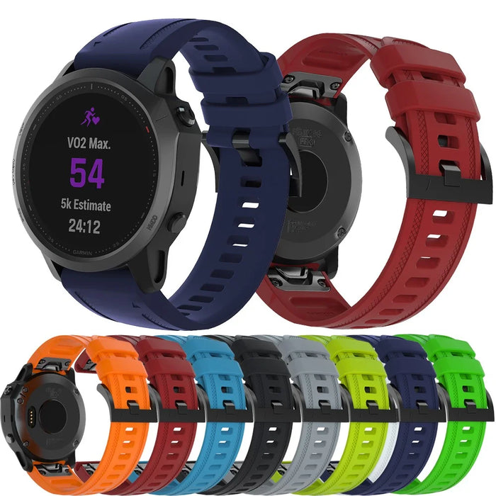 Silicone Smart Watch Strap Replacement for Garmin Fenix 7S/6S Pro/6S/6X/6/5S Plus/5S/Instinct 2S - Black - 6