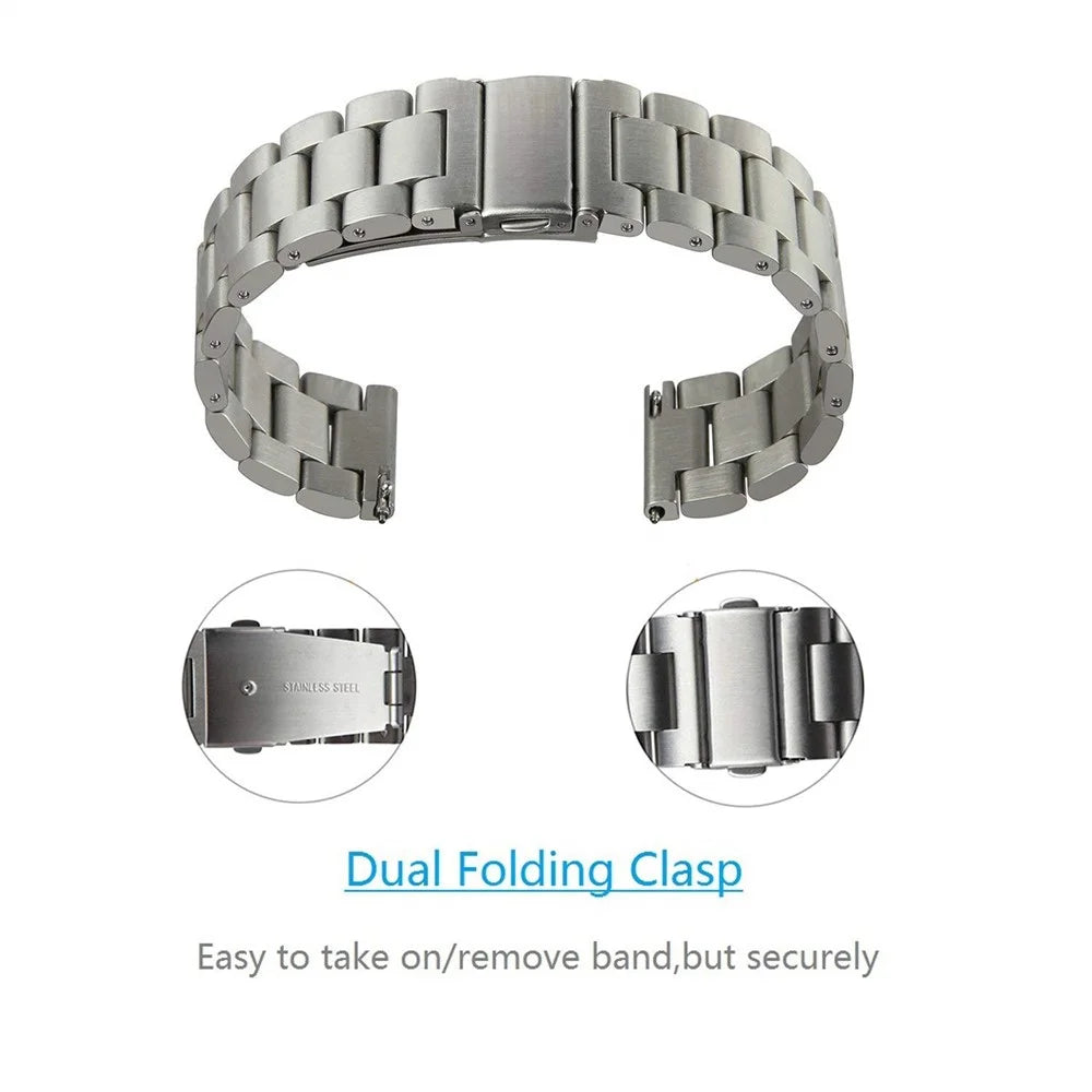 22mm Silver Stainless Steel Watch Strap for Fossil Q Marshal Gen 2 / Fossil Q Explorist HR Gen 4 / Fossil Q Explorist Gen 3 - 6