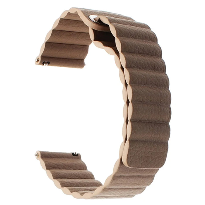 20mm Magnetic Closure Leather+Silicone Smart Watch Strap Replacement for Huawei Watch GT2 42mm - Brown - 1