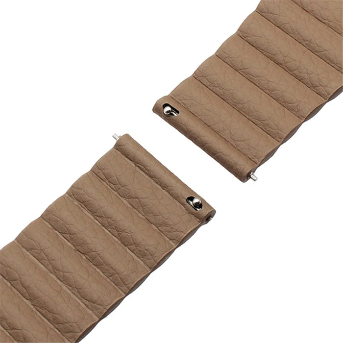 20mm Magnetic Closure Leather+Silicone Smart Watch Strap Replacement for Huawei Watch GT2 42mm - Brown - 2