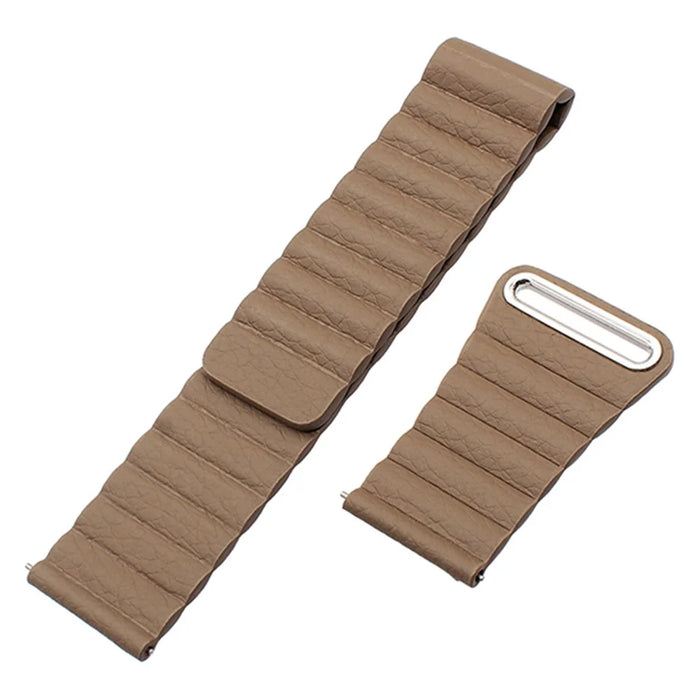 20mm Magnetic Closure Leather+Silicone Smart Watch Strap Replacement for Huawei Watch GT2 42mm - Brown - 3