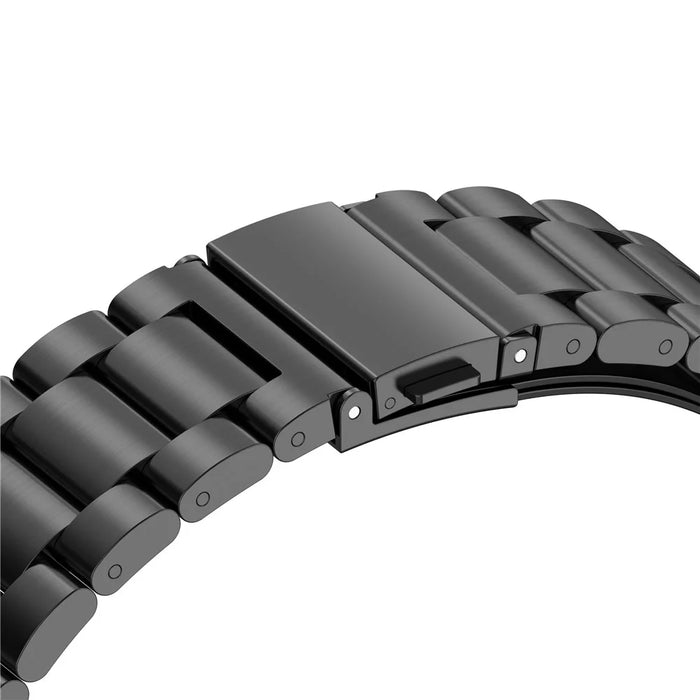 For Garmin Quatix 7 Pro / Fenix 5 / 5 Plus / 6 / 6Plus / 7 Stainless Steel Watch Band Three-bead Wrist Strap Replacement - Black - 7