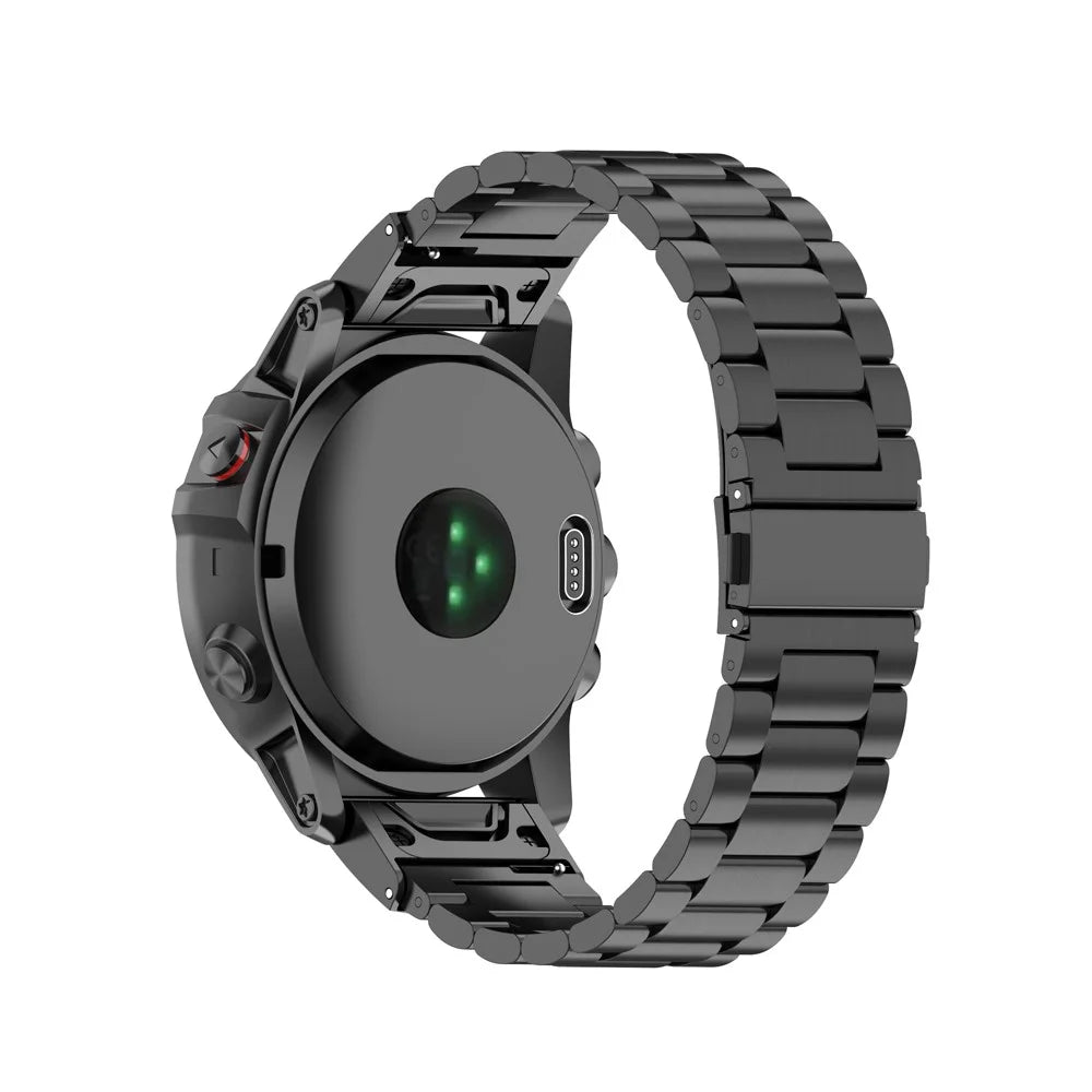 For Garmin Fenix 7X/6X/5X/3 HR Stainless Steel Watch Band Dual Color Wrist Strap Replacement - Black - 3