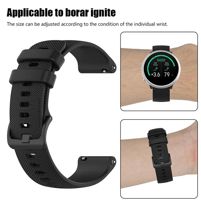 Soft Silicone Smart Watch Strap Replacement Strap 20mm for POLAR Ignite Smart Watch - Black - 3