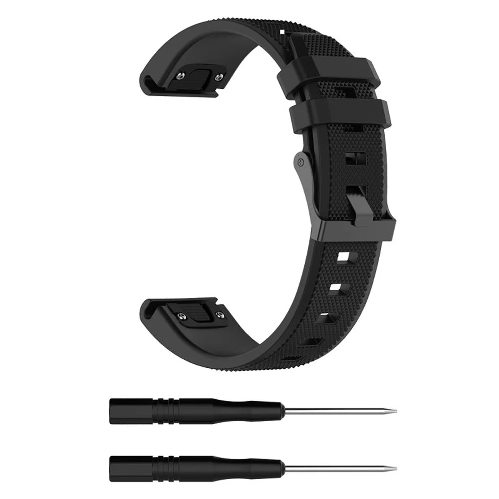 Silicone Watch Strap for Garmin Fenix 5/Fenix 5 Plus/Forerunner 935/Approach S60 with 2 Screwdrivers with 2 Screwdrivers - Black - 2