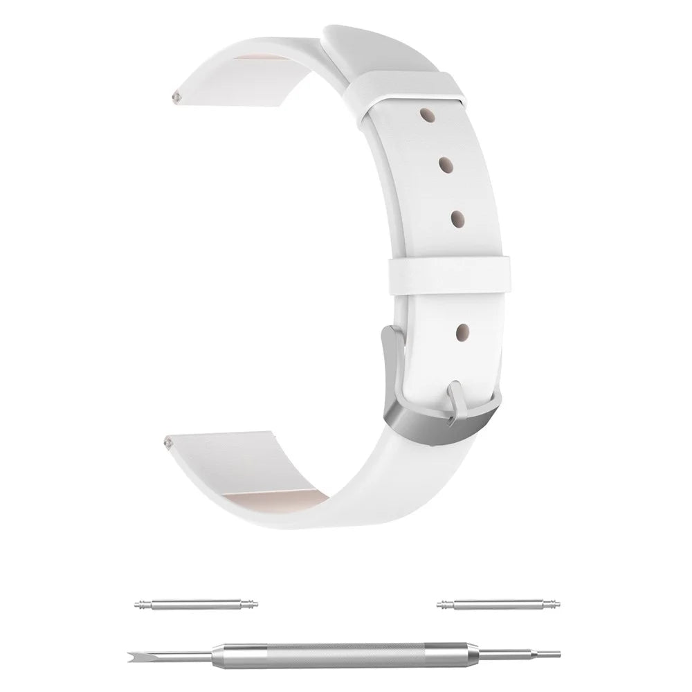20mm Leather Band Smart Watch Strap for Samsung Galaxy Watch6 40mm / 44mm / Watch6 Classic 43mm /  47mm / Watch4 Classic 46mm 42mm / Galaxy Watch4 44mm 40mm / Galaxy Watch Active SM-R500NZKAXAC 40mm - White - 1