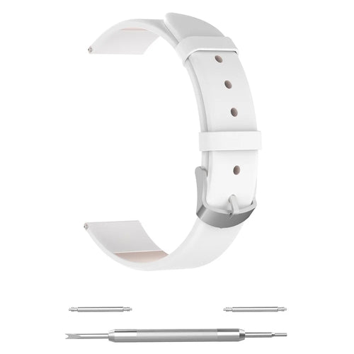 20mm Leather Band Smart Watch Strap for Samsung Galaxy Watch6 40mm / 44mm / Watch6 Classic 43mm /  47mm / Watch4 Classic 46mm 42mm / Galaxy Watch4 44mm 40mm / Galaxy Watch Active SM-R500NZKAXAC 40mm - White - 1