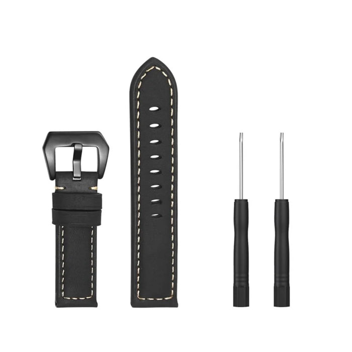 Genuine Leather Watchband Replacement Strap for Garmin MARQ Series/Fenix5/5X/5S/Forerunner945/Approach S60 - Black - 4