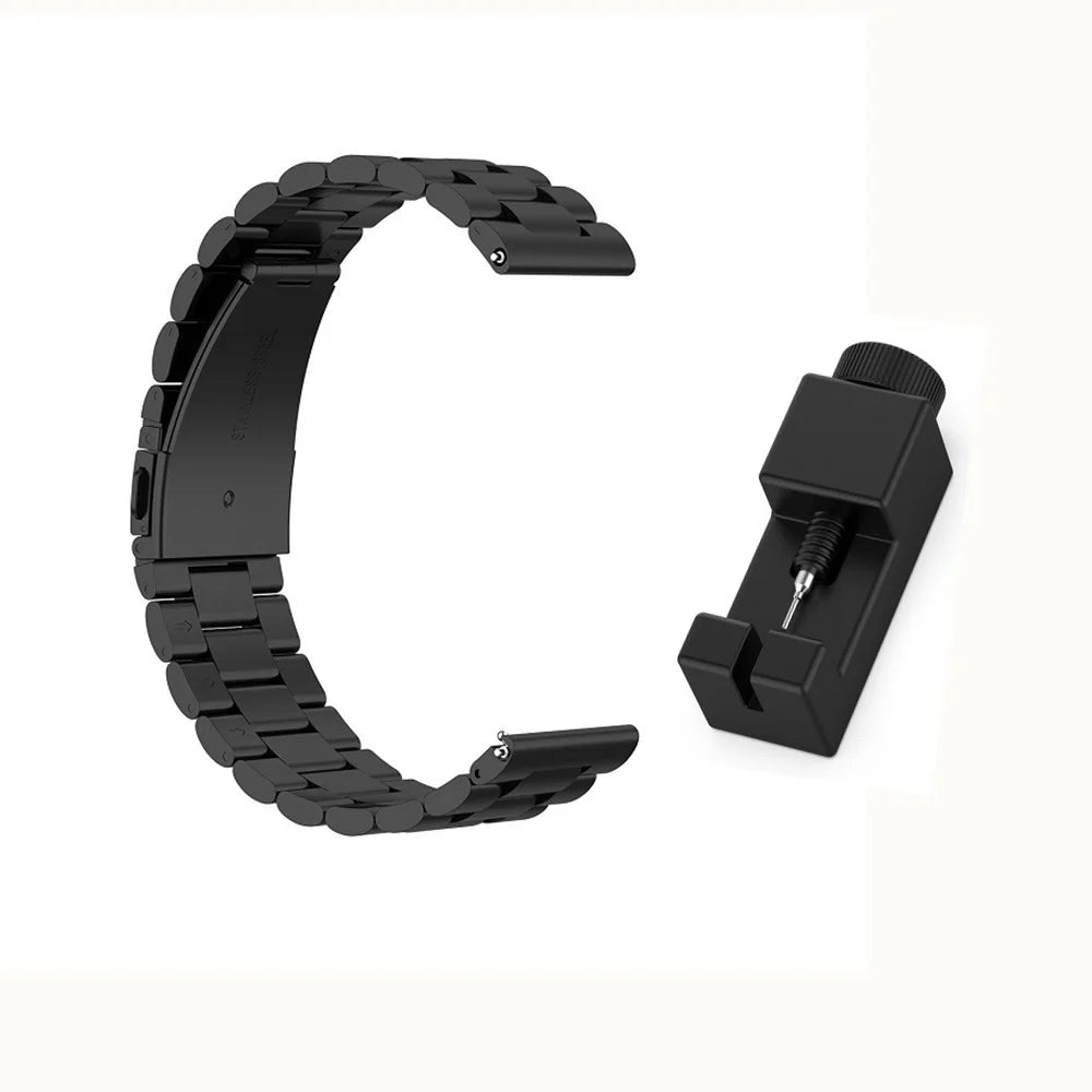 20mm Stainless Steel Watch Replacement Band for Huawei Watch GT 2 42mm/Nokia Withings Steel HR 40mm Version/Garmin Forerunner 245 Music/245/Garmin Venu/Polar Ignite 42mm Version - Black - 2