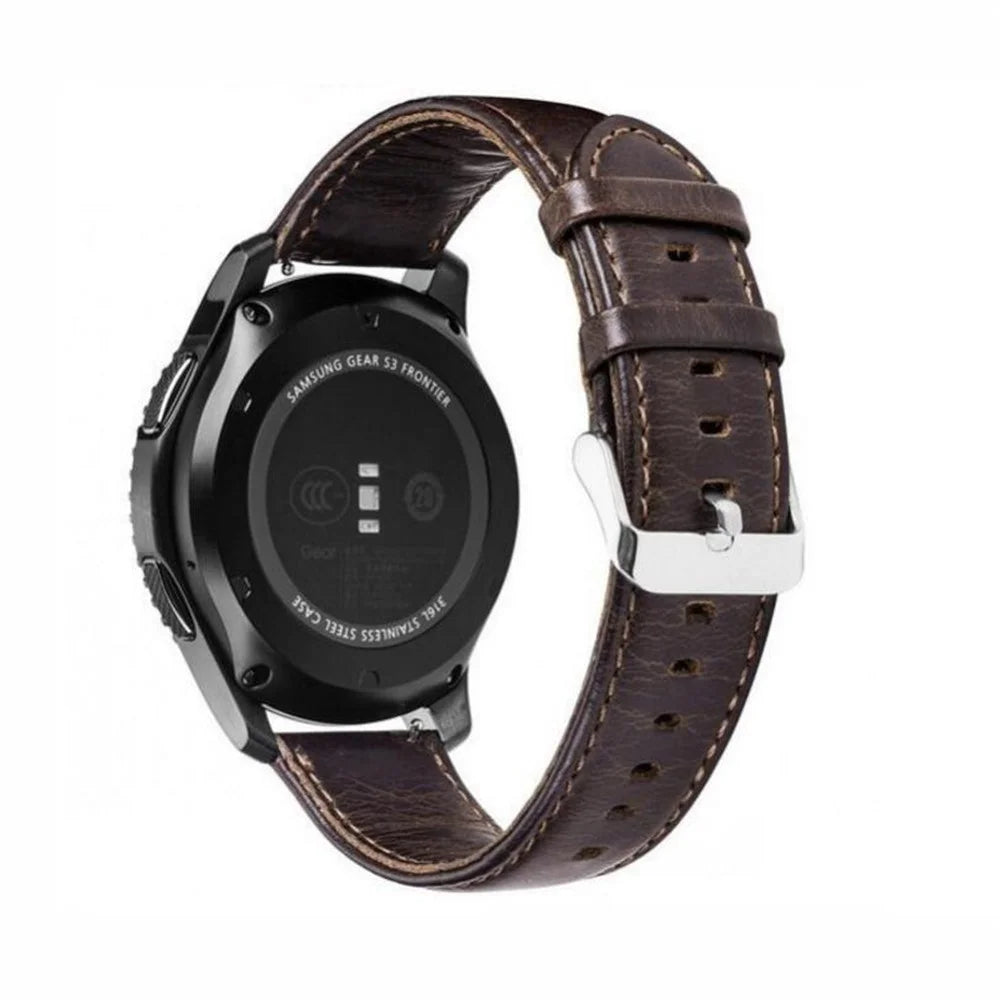 Leather Replacement Strap for Fossil Gen3 Q Explorist/Gen 2/Q Explorist Gen3/Q Explorist HR Gen4/Gen5 Carlyle HR/Julianna HR - Dark Brown - 2