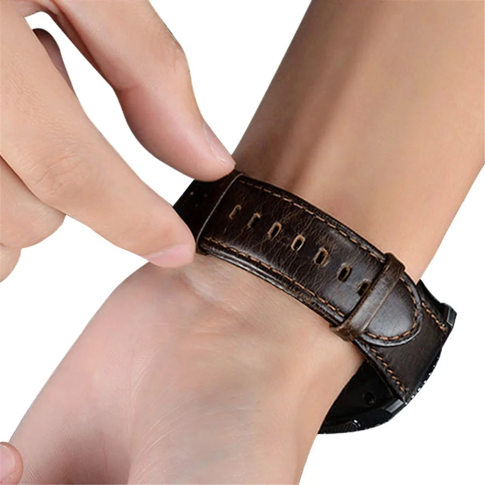 Leather Replacement Strap for Fossil Gen3 Q Explorist/Gen 2/Q Explorist Gen3/Q Explorist HR Gen4/Gen5 Carlyle HR/Julianna HR - Dark Brown - 4