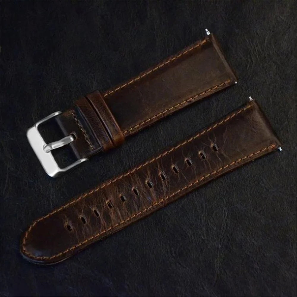 Leather Replacement Strap for Fossil Gen3 Q Explorist/Gen 2/Q Explorist Gen3/Q Explorist HR Gen4/Gen5 Carlyle HR/Julianna HR - Dark Brown - 6