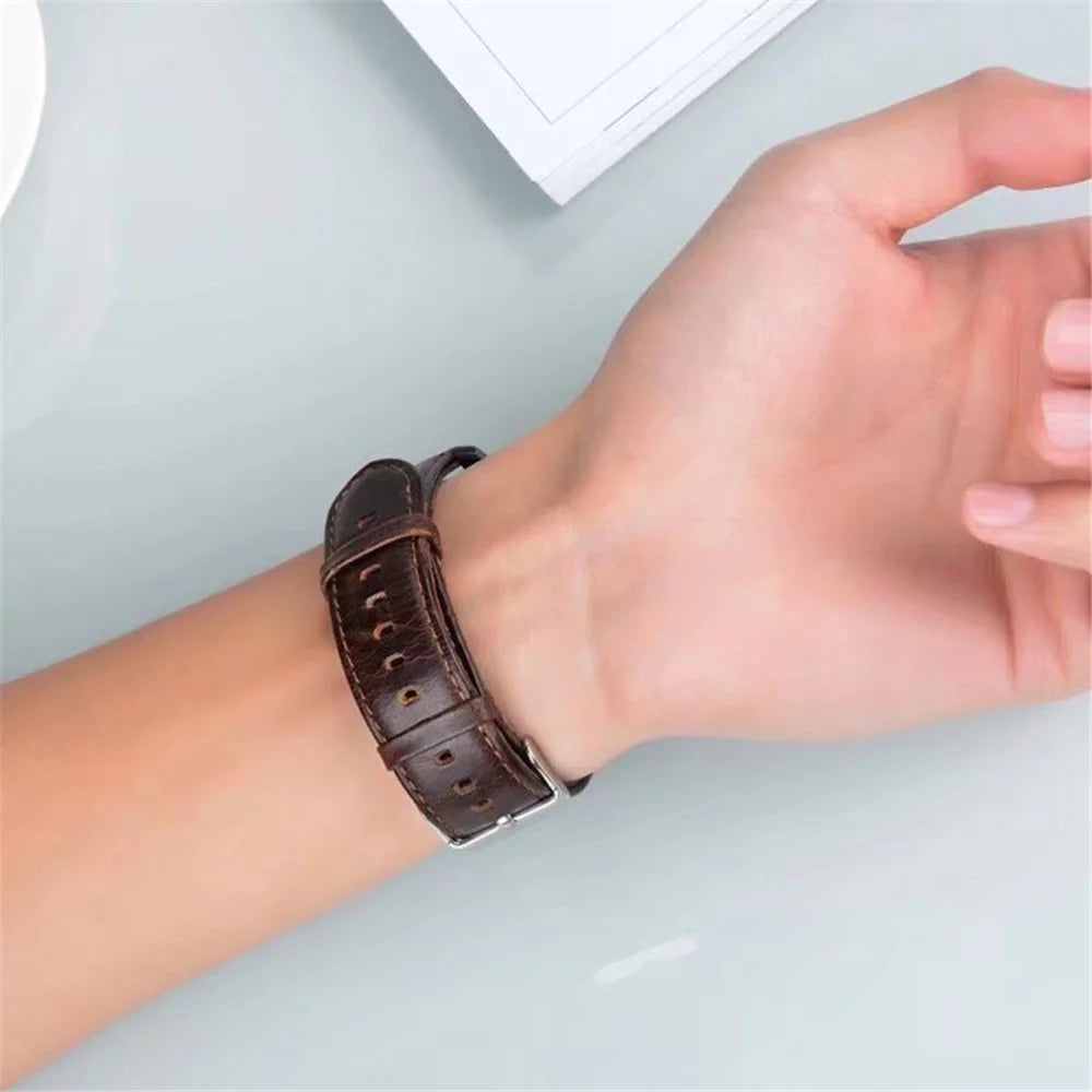 Leather Replacement Strap for Fossil Gen3 Q Explorist/Gen 2/Q Explorist Gen3/Q Explorist HR Gen4/Gen5 Carlyle HR/Julianna HR - Dark Brown - 7