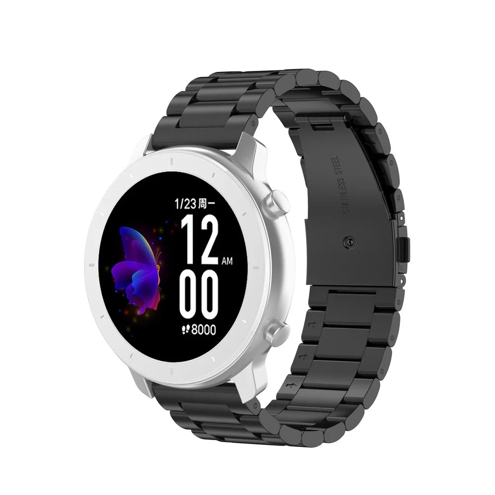 20mm Stainless Steel Watch Strap for Garmin Vivoactive / Samsung Watch Active / Huawei Watch 3 Pro New Replacement Band - Black - 2