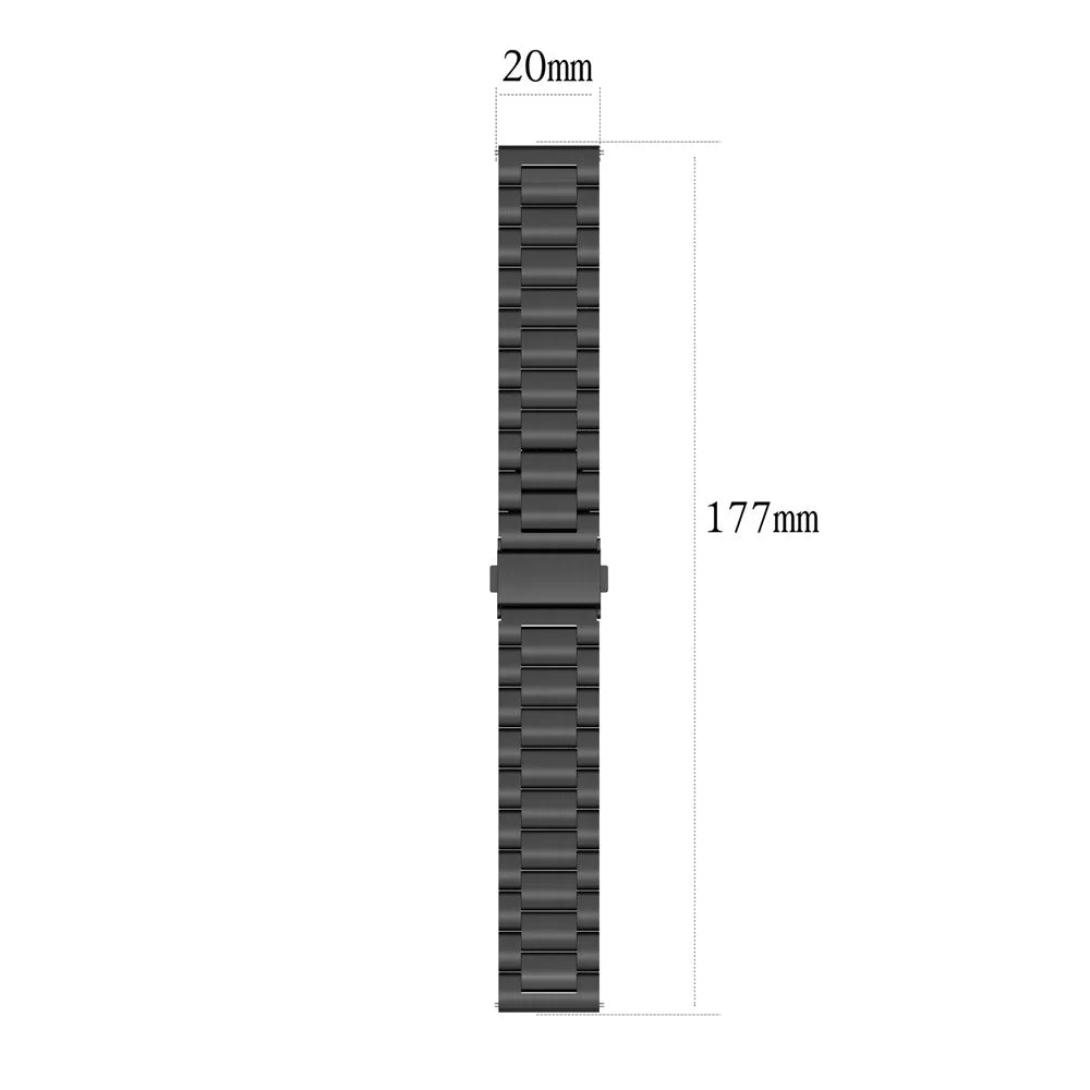 20mm Stainless Steel Watch Strap for Garmin Vivoactive / Samsung Watch Active / Huawei Watch 3 Pro New Replacement Band - Black - 4