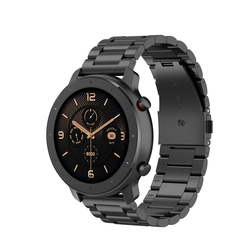 22mm Stainless Steel Watchband for Huawei Watch GT Active/Watch 2 Pro/Samsung Gear S3/Huami GTR 47mm,Smart Watch Replacement Wrist Strap - Black - 2
