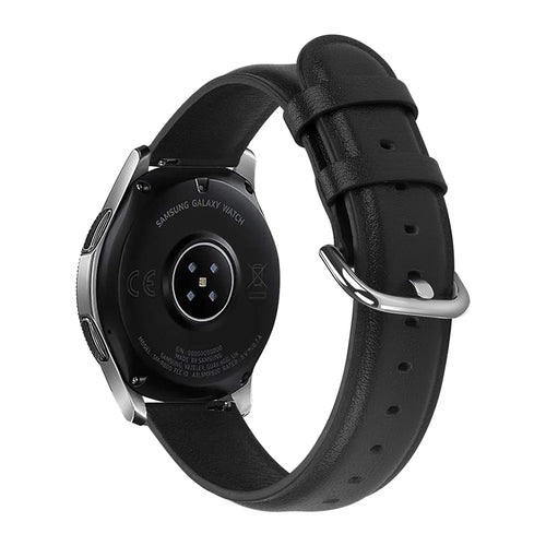 22mm Genuine Leather Smart Watch Replacement Strap for Samsung Galaxy Watch 46mm - Black - 1