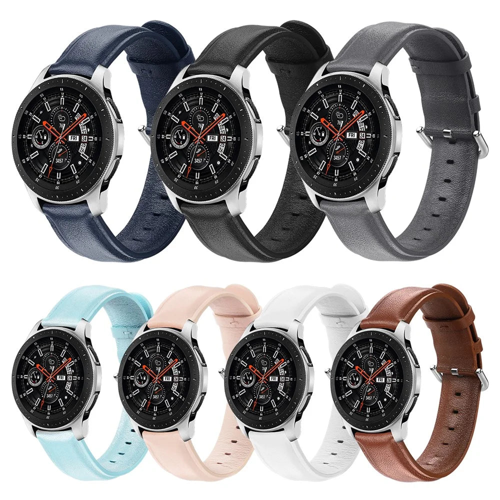 22mm Genuine Leather Smart Watch Replacement Strap for Samsung Galaxy Watch 46mm - Black - 7