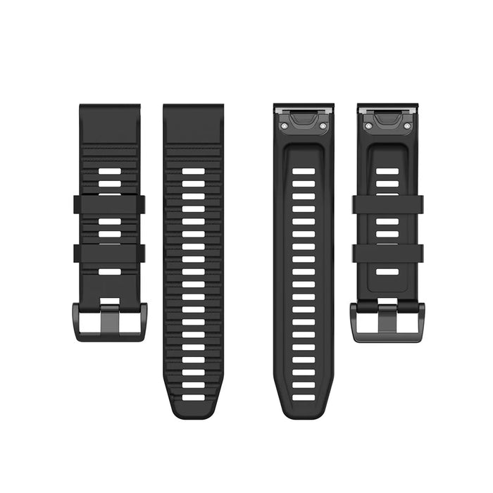 Rubber Smart Watch Band Replacement Strap [26mm Width] for Garmin Fenix 7X/Fenix 6x/5x - Black - 2
