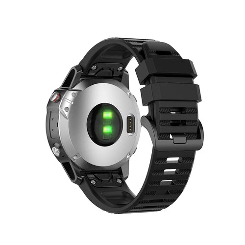 Rubber Smart Watch Replacement Band [22mm Width] for Garmin Fenix 6/5 - Black - 1