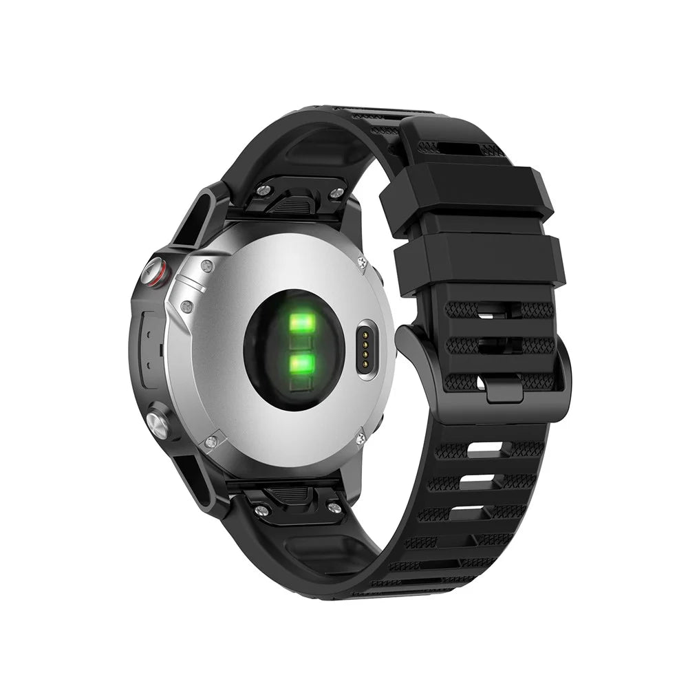 Rubber Smart Watch Replacement Band [22mm Width] for Garmin Fenix 6/5 - Black - 1