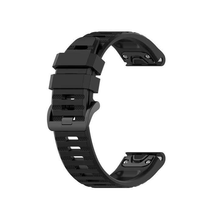 Rubber Smart Watch Replacement Band [22mm Width] for Garmin Fenix 6/5 - Black - 2