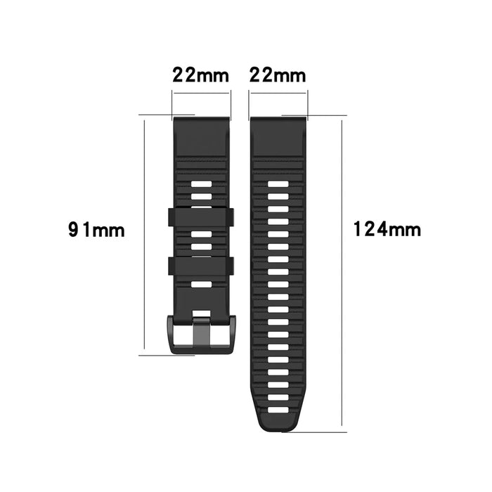 Rubber Smart Watch Replacement Band [22mm Width] for Garmin Fenix 6/5 - Black - 7