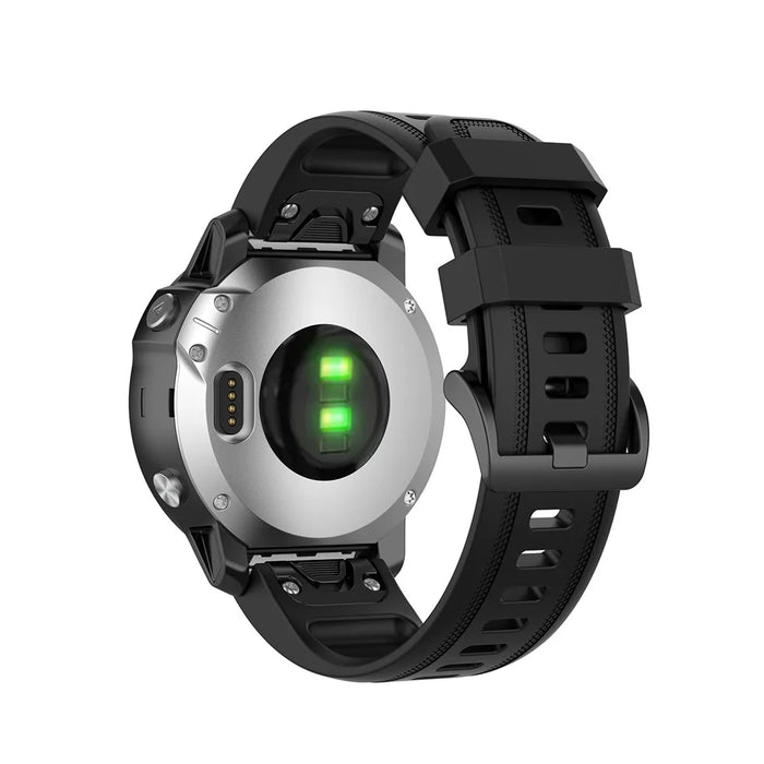 Rubber Smart Watch Replacement Band [20mm Width] for Garmin Fenix 7S/Fenix 6S/5S - Black - 1