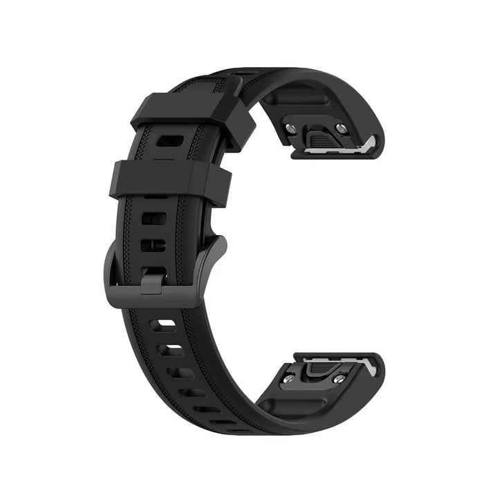 Rubber Smart Watch Replacement Band [20mm Width] for Garmin Fenix 7S/Fenix 6S/5S - Black - 2