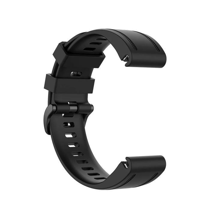 Rubber Smart Watch Replacement Band [20mm Width] for Garmin Fenix 7S/Fenix 6S/5S - Black - 3
