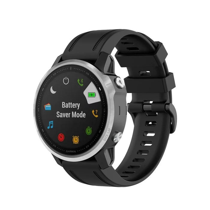 Rubber Smart Watch Replacement Band [20mm Width] for Garmin Fenix 7S/Fenix 6S/5S - Black - 5