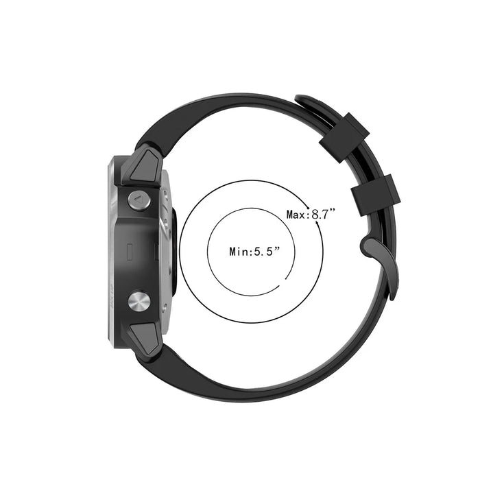 Rubber Smart Watch Replacement Band [20mm Width] for Garmin Fenix 7S/Fenix 6S/5S - Black - 7