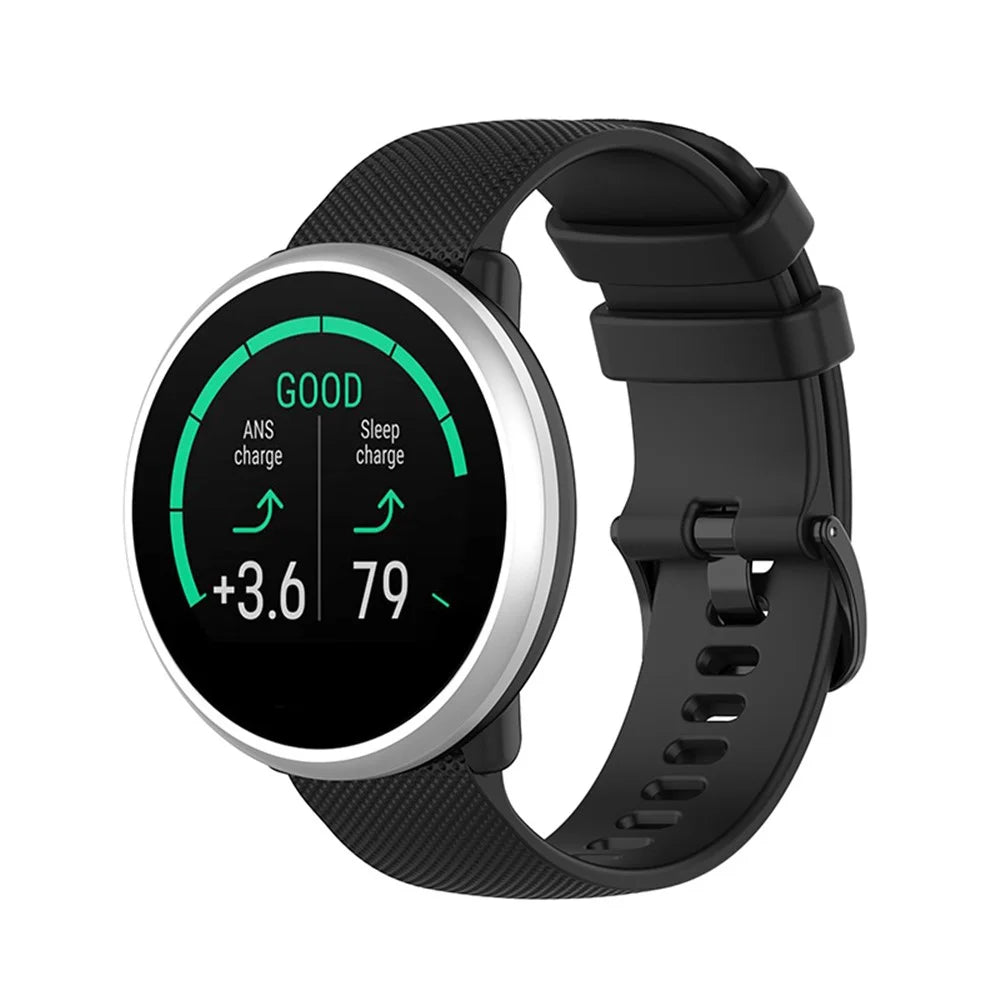 Armband for Polar Ignite / Garmin Vivomove 3 / vivoactive 5 / Active 5 , 20mm Grid Texture Silicone Watch Strap - Black - 5