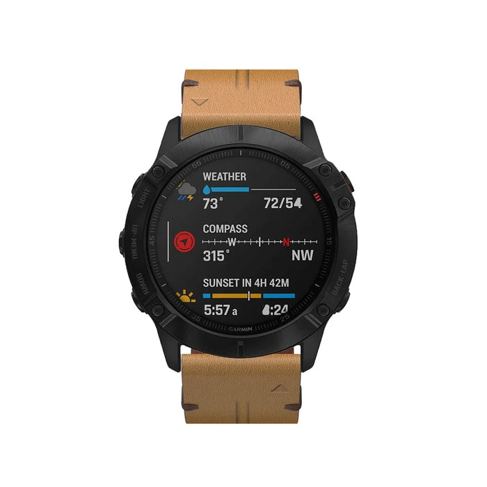 Genuine Leather Smart Watch Replacement Band for Garmin Fenix 6 - Brown - 6