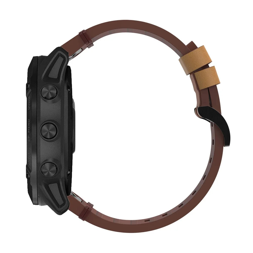 Genuine Leather Smart Watch Replacement Band for Garmin Fenix 6X - Brown - 4