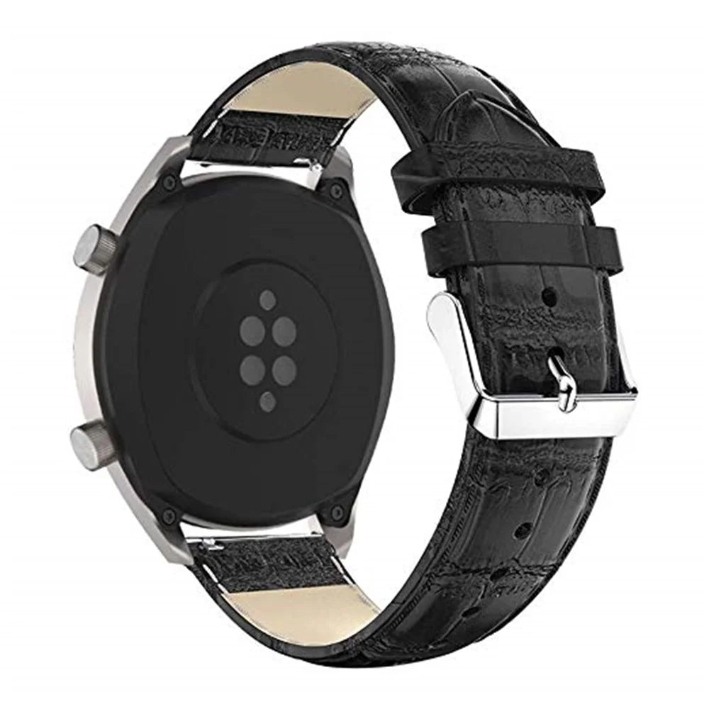 22mm Crocodile Texture Genuine Leather Smart Watch Band Replacement for Huawei Watch GT2e/GT2 46mm - Black - 3