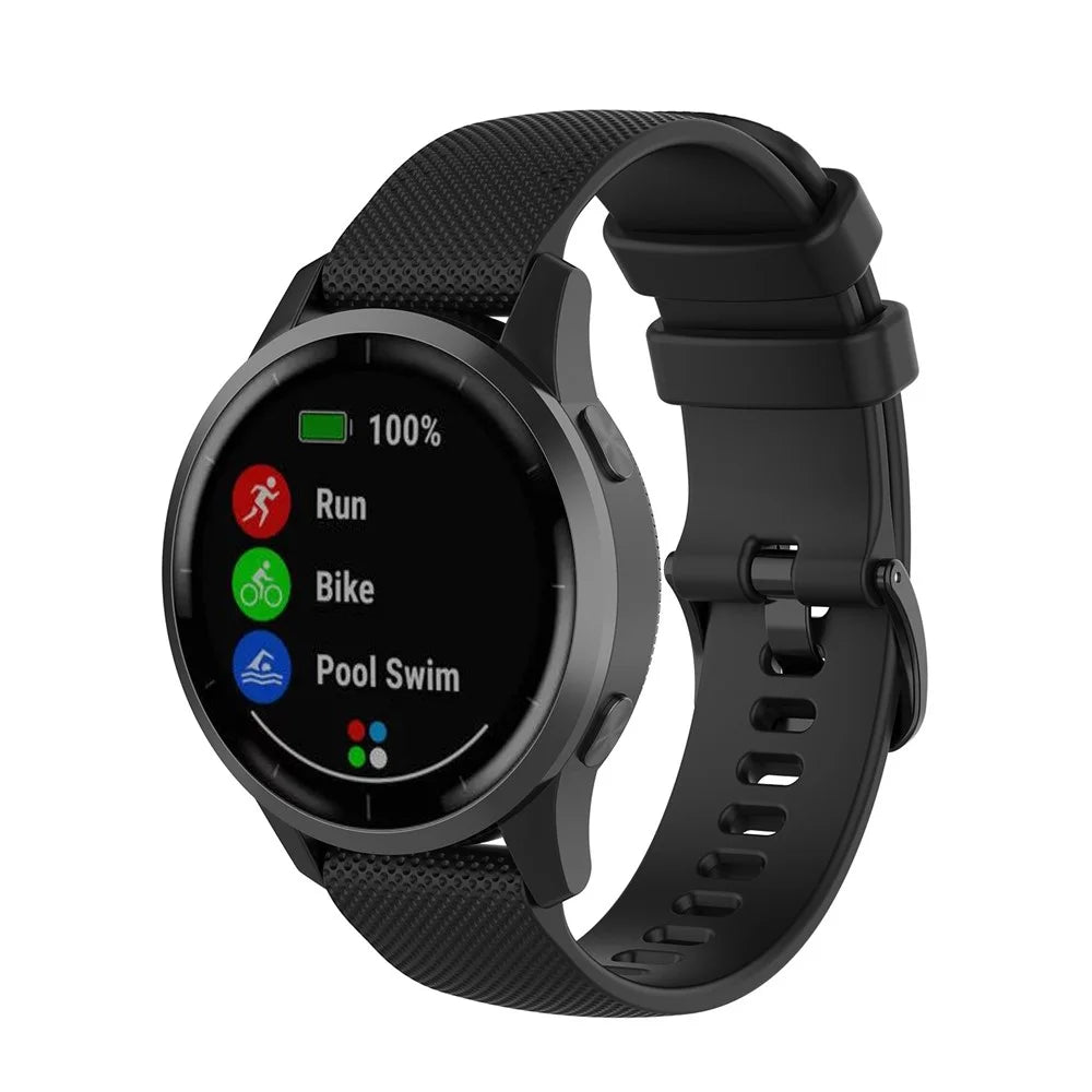 22mm Silicone Smart Watch Replacement Strap for Garmin Vivoactive 4 - Black - 2
