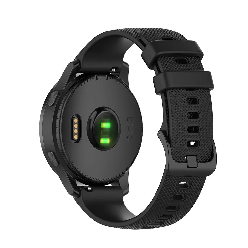 22mm Silicone Smart Watch Replacement Strap for Garmin Vivoactive 4 - Black - 3