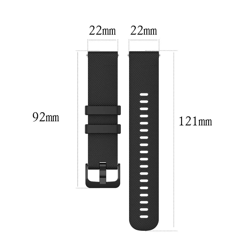 22mm Silicone Smart Watch Replacement Strap for Garmin Vivoactive 4 - Black - 5