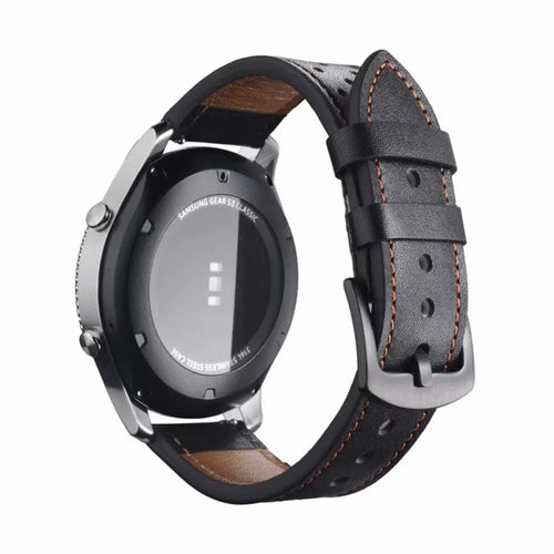 22mm Leather Strap Watch Band for Huawei Watch GT2e/GT2 46mm - Black - 1